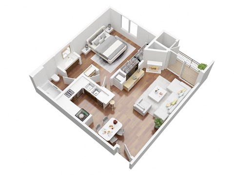 Floor plan for 1 bed, 1 bath, 660 sqft